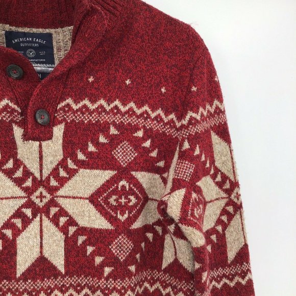 American Eagle Fair Isle Button Sweater Mens Small - Picture 4 of 7